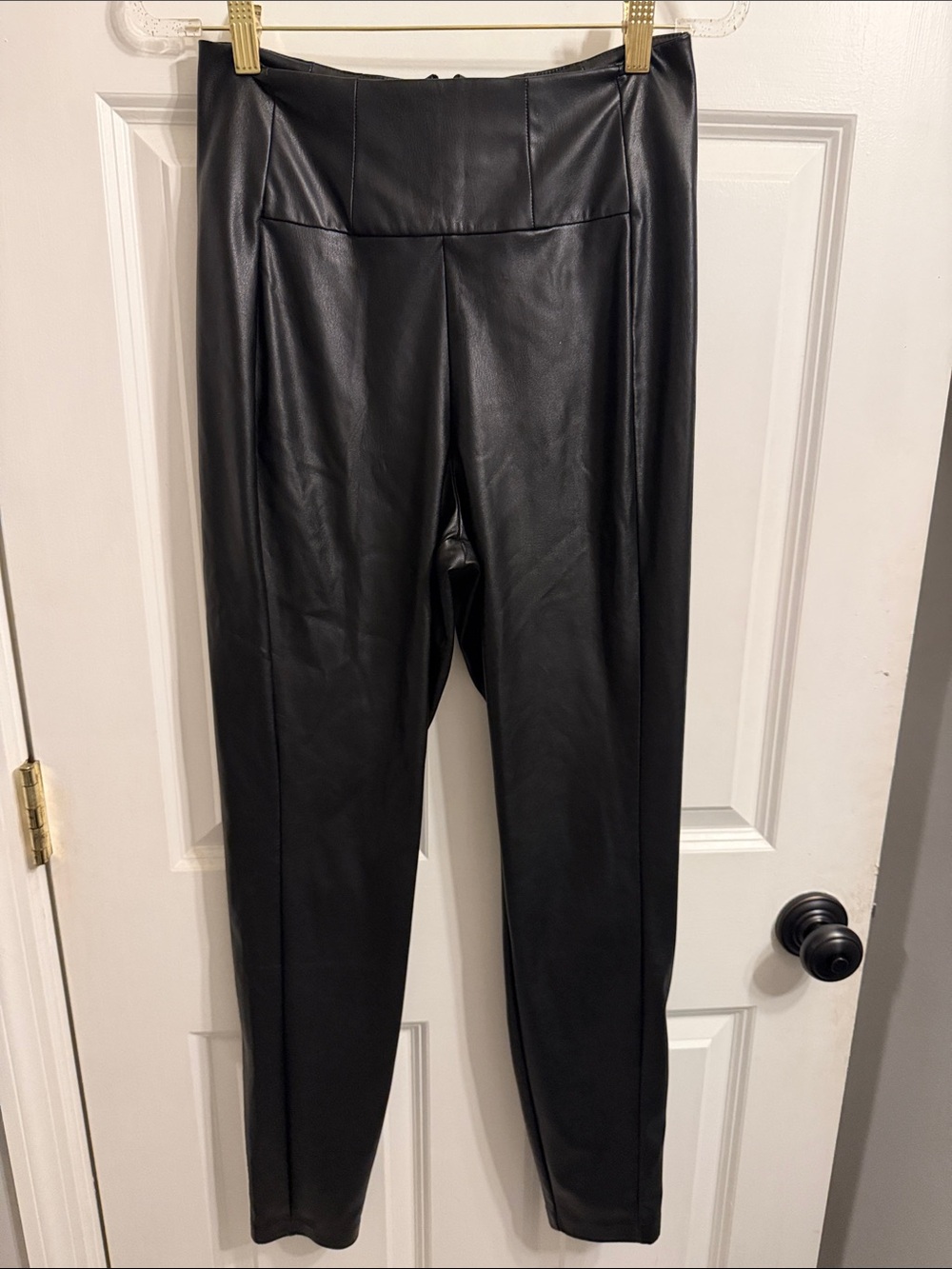 Guess Black Faux Leather High-Rise Leggings